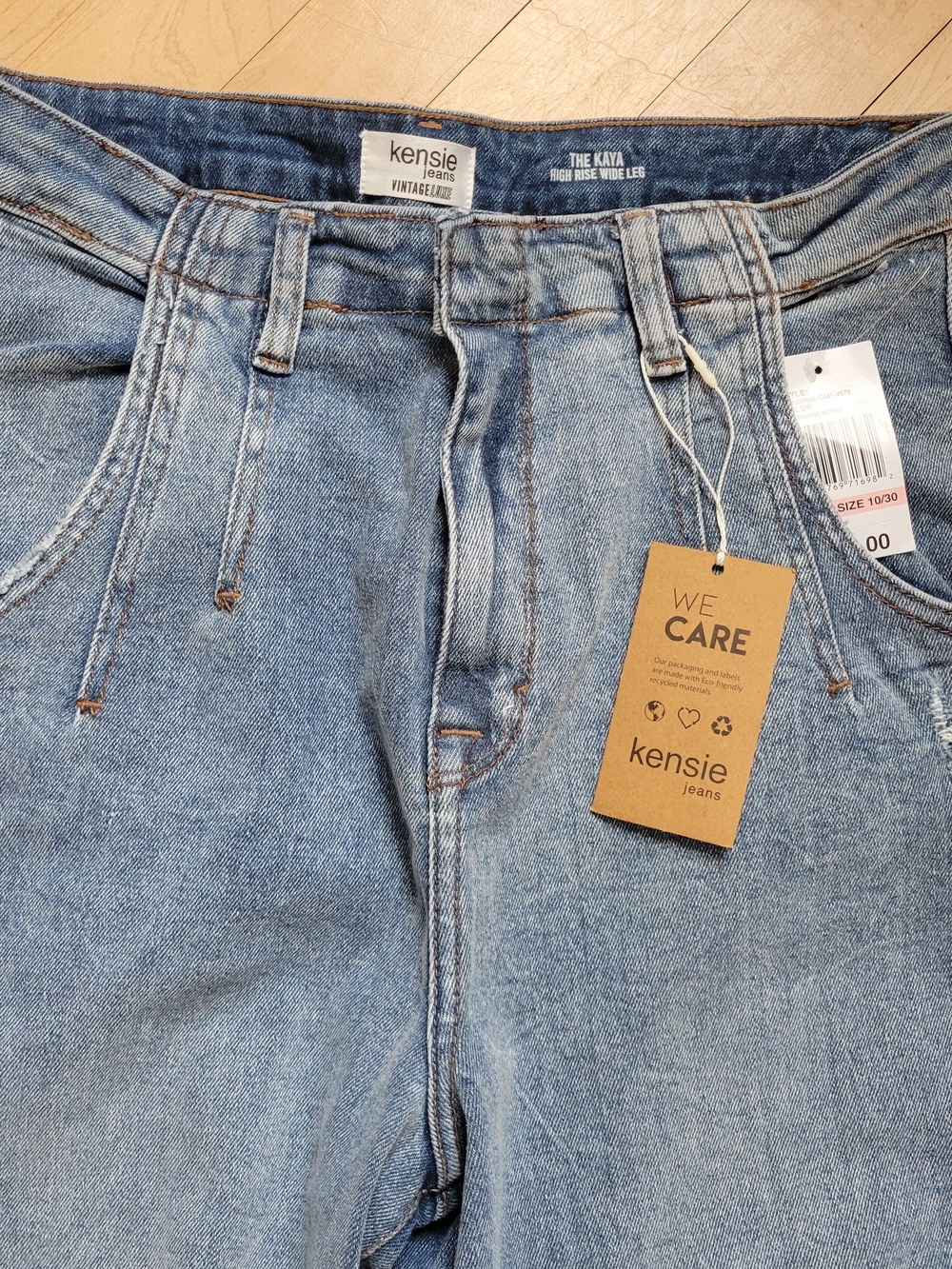 Kensie Women's Light Blue Distressed Wide-Leg Jeans Size 10/30 - Picture 3 of 4